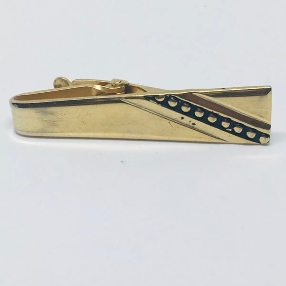 forstar cufflink and tie clip set Vintage MCM gold tone goldtone geometric - Picture 3 of 10